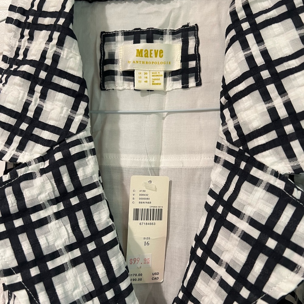 Anthropologie Vintage Black and White Plaid Sleeveless Dress size 16 - Picture 4 of 8
